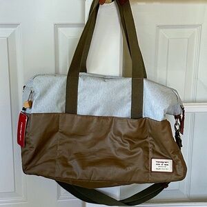 Soft Duffel Bag - army green and gray/beige NWT